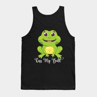 Kiss My Butt Green Frog Funny Frog Tank Top